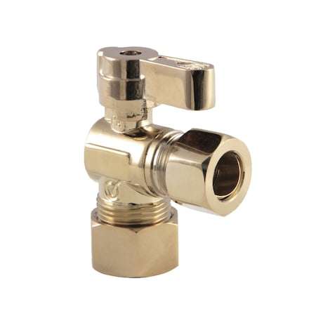Kingston Brass KF5440PB 5/8-Inch OD Comp X 1/2-Inch OD Comp Angle Stop Valve, Polished Brass KF5440PB